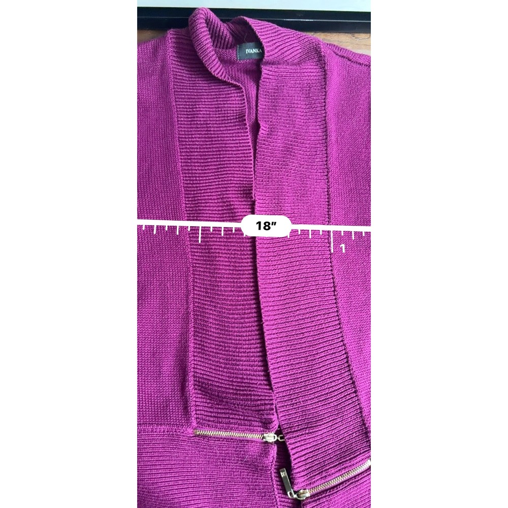 Ivanka Trump Magenta Open Front Zip Accent‎ Cardigan Sweater Women's Large L - Picture 5 of 7